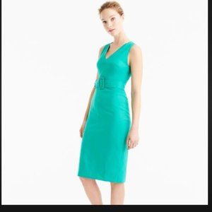 NEW NWT J. CREW EMERALD POOL GREEN BUCKLE DRESS IN SUPER 120S WOOL SIZE 4 $198
